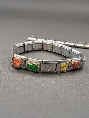 Pugster Italian Charm Bracelet Stainless Steel Butterfly Frog North Dakota Cross